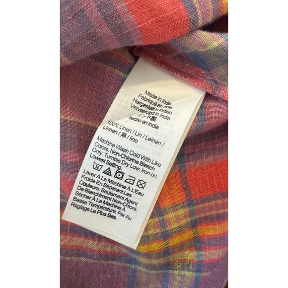 J. CREW Amber 100% Linen Madras Plaid Tank Top Beach Preppy Size M - Picture 6 of 6